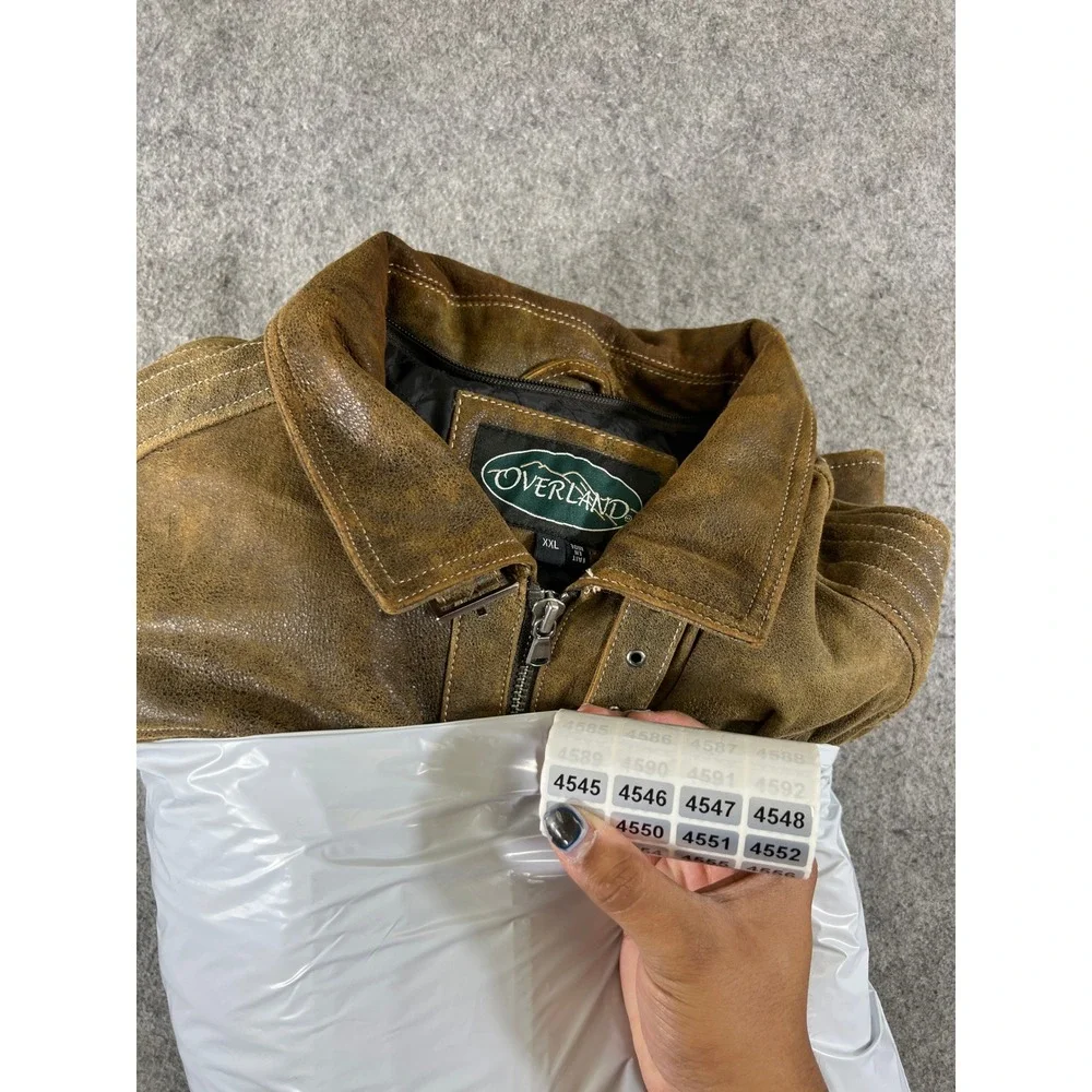 Overland Memphis Moto Leather Jacket Mens 2XL Brown La Marque Quilted Full Zip